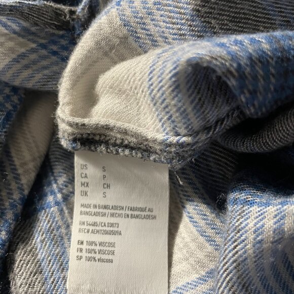 American Eagle Button-down Flannel Plaid - White/Blue S - Picture 5 of 9